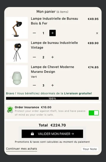 Custom Shopify Cart Drawer Design