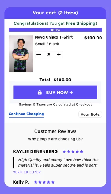Custom Shopify Cart Drawer Design