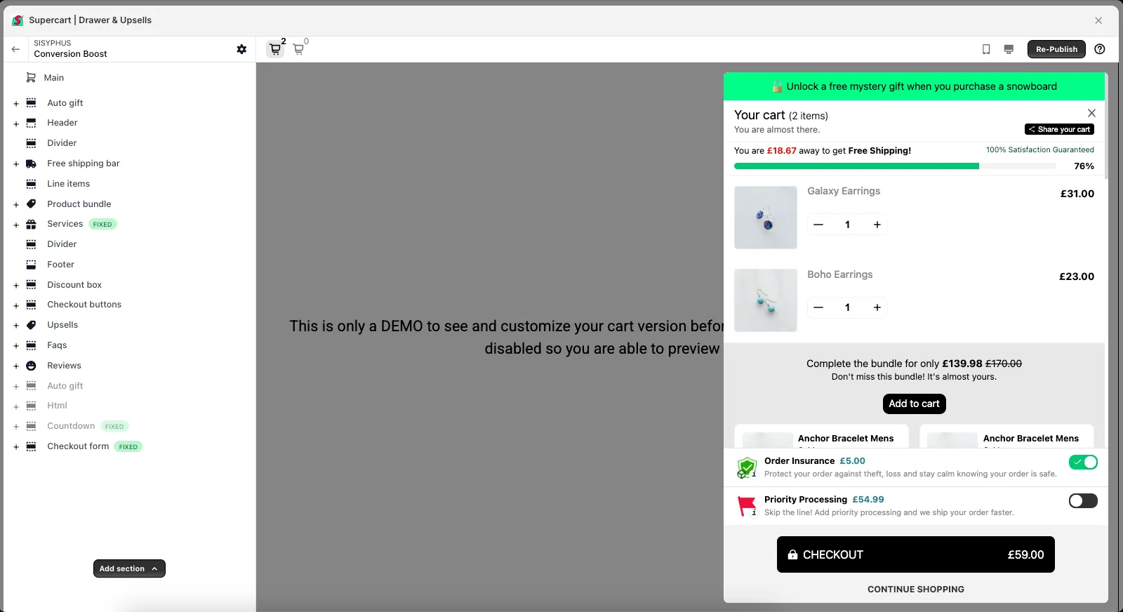 Supercart App Dashboard screenshot