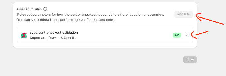 Checkout Rules Add Rule Screen