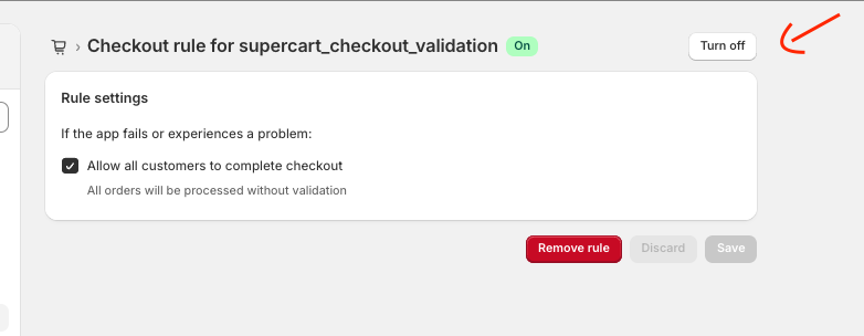 Turn On Supercart Validation Rule