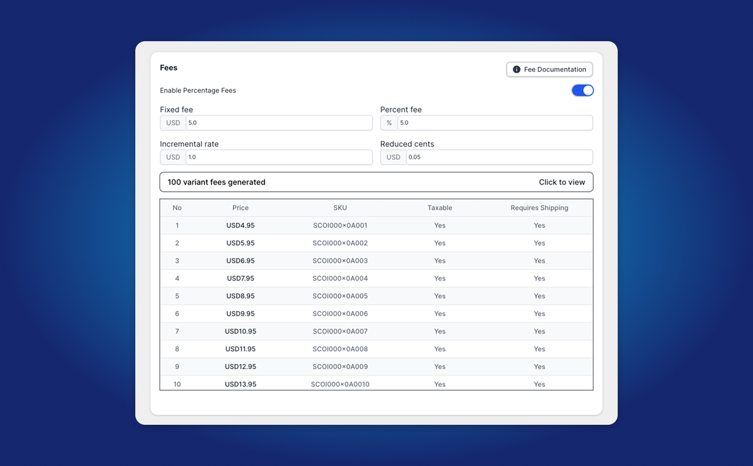 Incremental Rate Configuration