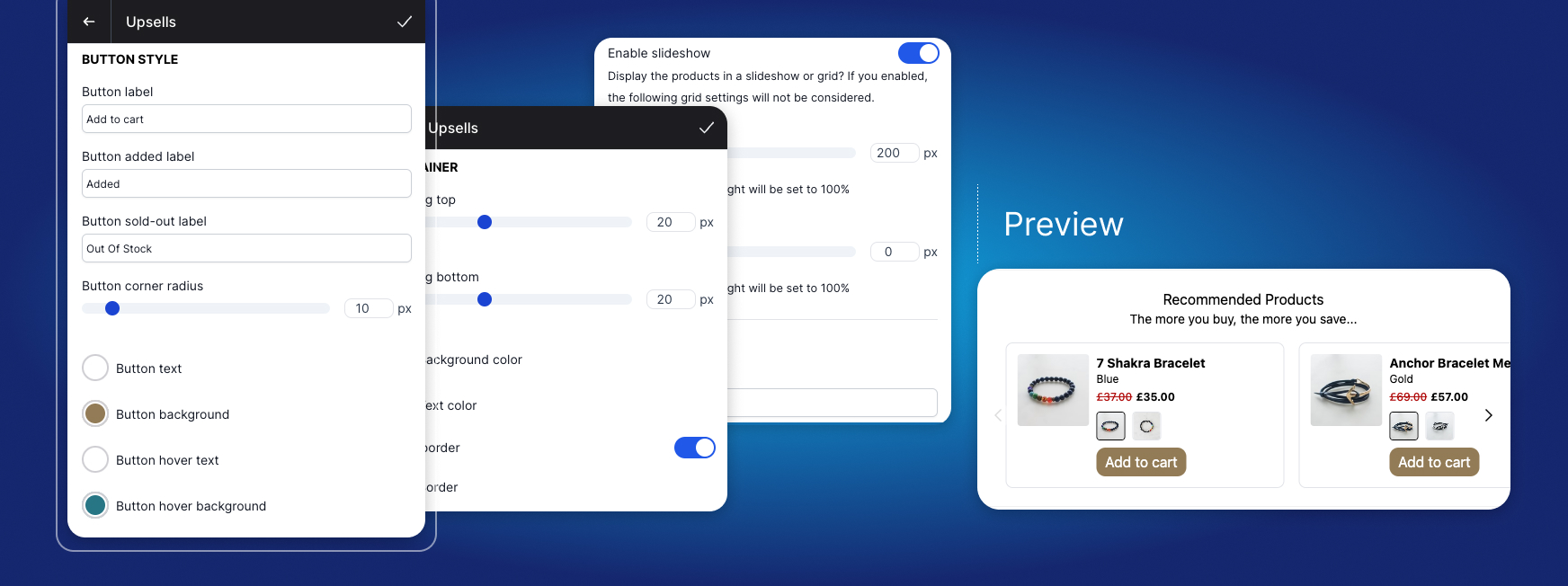 Upsell Card Styling Options